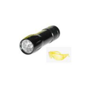 LAMPARA BUSCAFUGAS 9 LED U/V  MINI BRIGHT TORCH + GAFAS PROTECCION